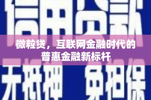 新津微粒贷，互联网金融时代的普惠金融新标杆