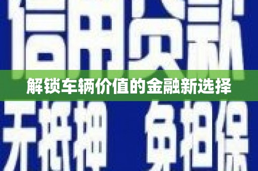 新津解锁车辆价值的金融新选择