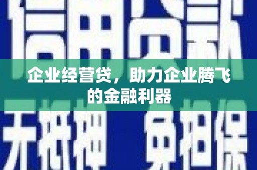 新津企业经营贷，助力企业腾飞的金融利器