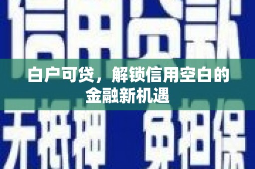 新津白户可贷，解锁信用空白的金融新机遇