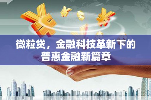 新津微粒贷，金融科技革新下的普惠金融新篇章
